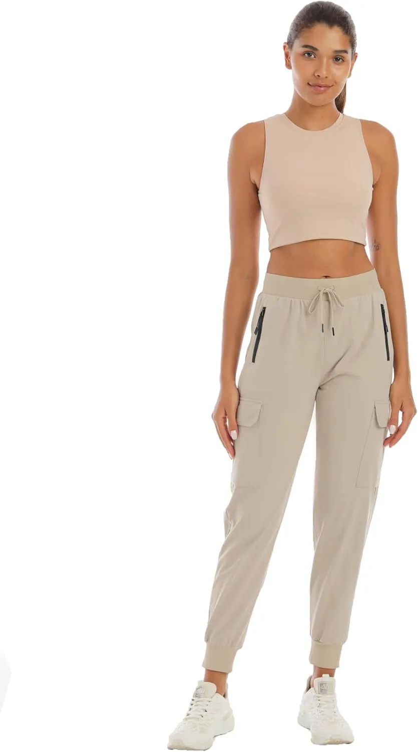 Womens Cargo Pants with Pockets-Lightweight Quick Dry Water Resistant Hiking Pants for Travel Casual Athletic and Outdoor