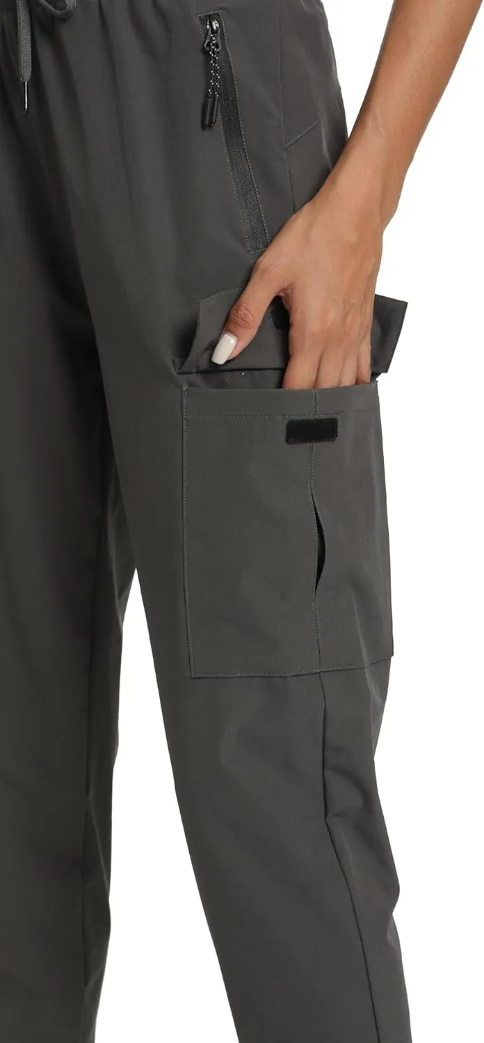 Womens Cargo Pants with Pockets-Lightweight Quick Dry Water Resistant Hiking Pants for Travel Casual Athletic and Outdoor