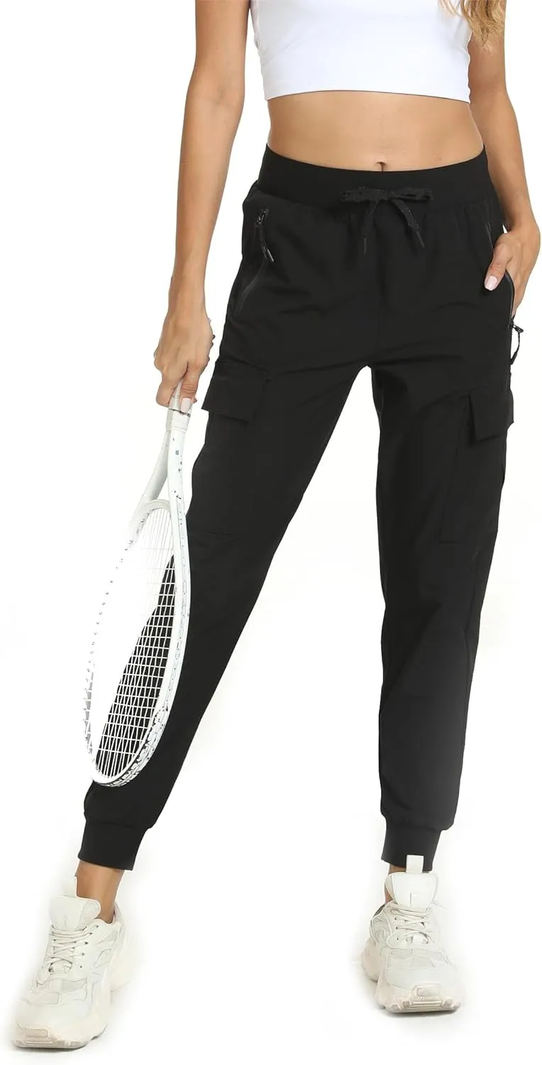 Womens Cargo Pants with Pockets-Lightweight Quick Dry Water Resistant Hiking Pants for Travel Casual Athletic and Outdoor