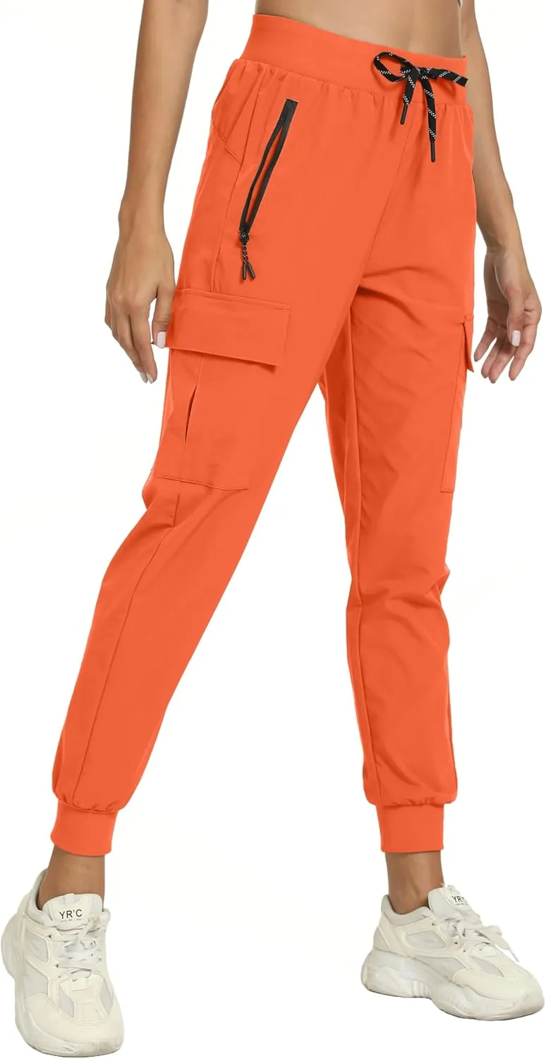 Womens Cargo Pants with Pockets-Lightweight Quick Dry Water Resistant Hiking Pants for Travel Casual Athletic and Outdoor
