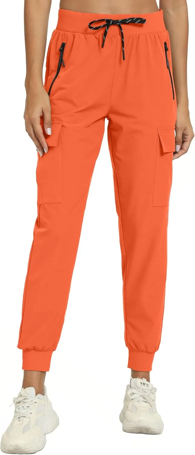 Womens Cargo Pants with Pockets-Lightweight Quick Dry Water Resistant Hiking Pants for Travel Casual Athletic and Outdoor