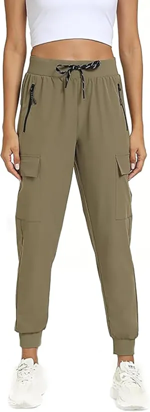 Womens Cargo Pants with Pockets-Lightweight Quick Dry Water Resistant Hiking Pants for Travel Casual Athletic and Outdoor