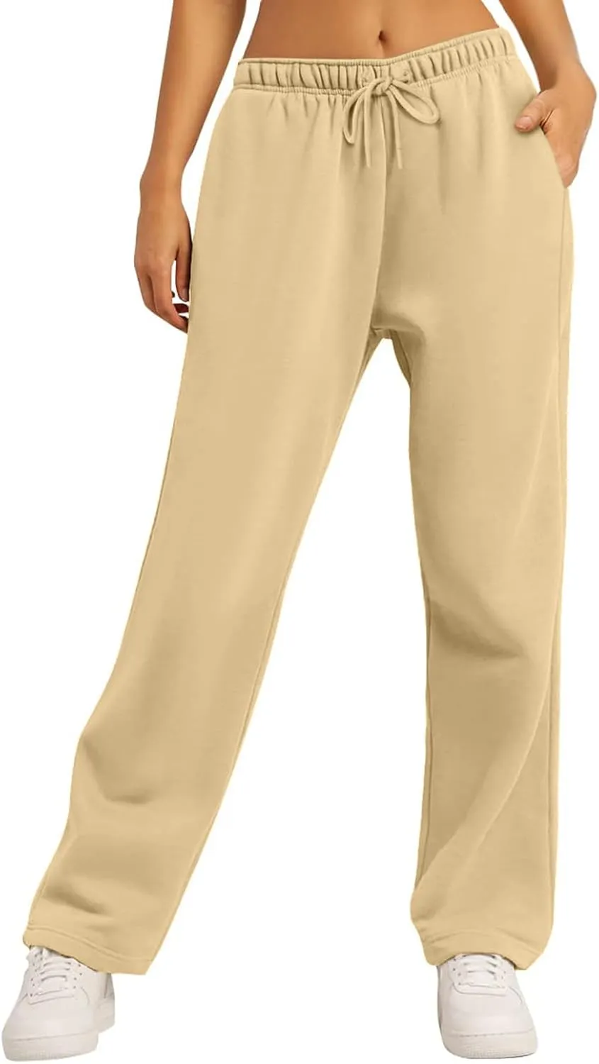 Women's Casual Loose Drawstring Wide Leg Elastic Waist Pants Ladies Lightweight Baggy Joggers Sweatpants with Pockets
