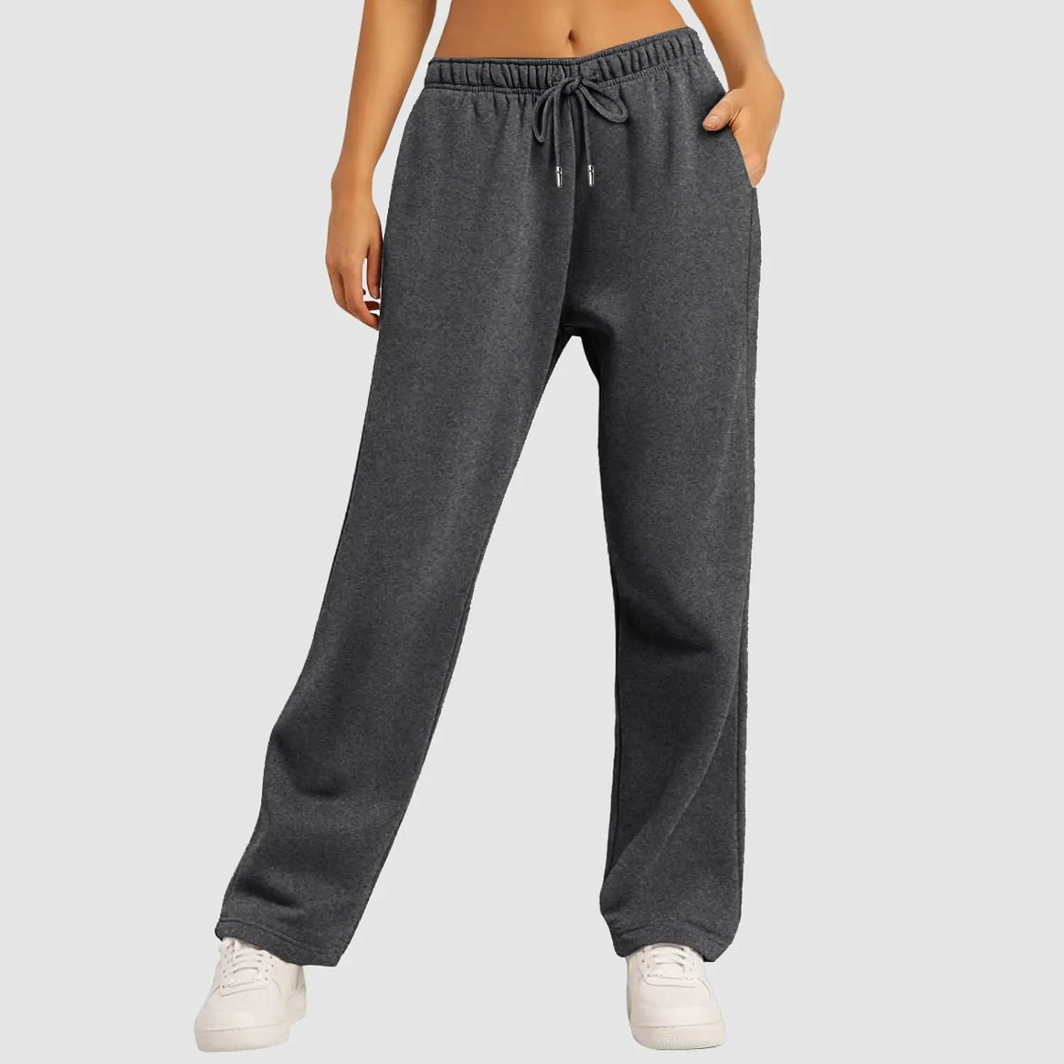 Women's Casual Loose Drawstring Wide Leg Elastic Waist Pants Ladies Lightweight Baggy Joggers Sweatpants with Pockets