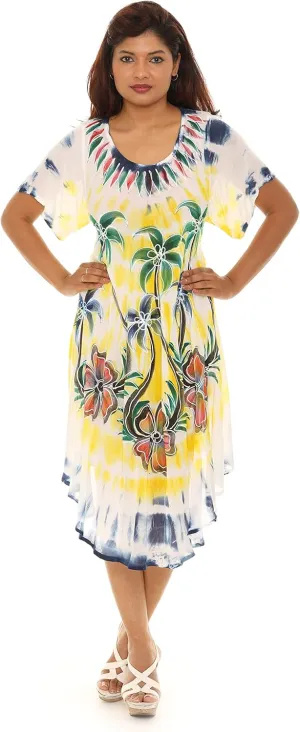 Women's Casual Short Sleeve Spring Sundress | Rayon Summer Dress | Beach Cover Up