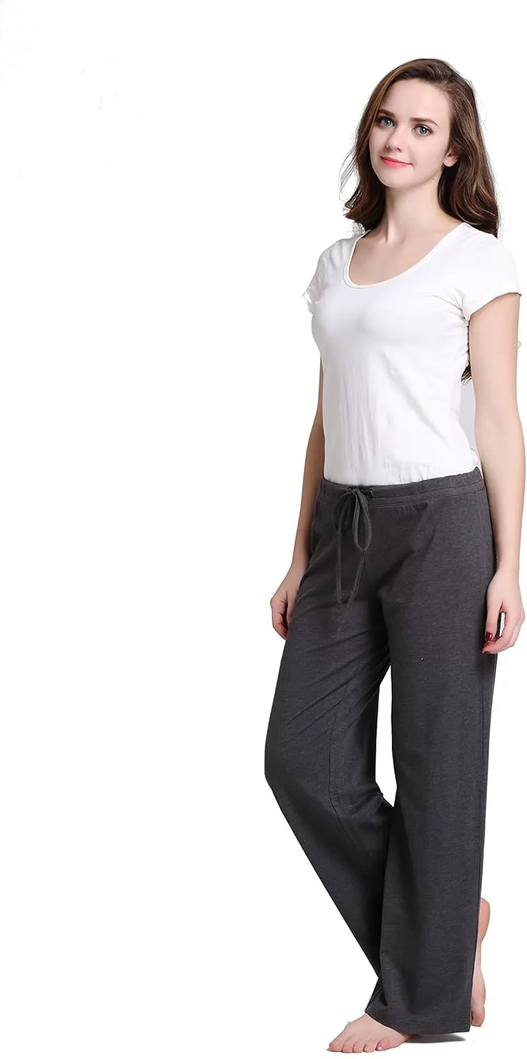 Womens Casual Stretch Cotton Pajama Pants Simple Lounge Pants