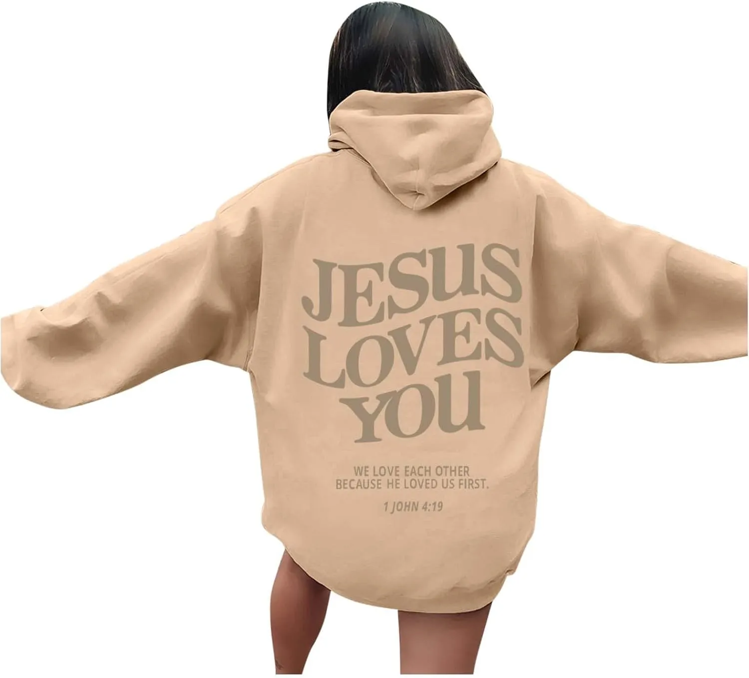 Women's Christian Jesus Loves You Hoodie - Faith Over Fear Pullover for Women