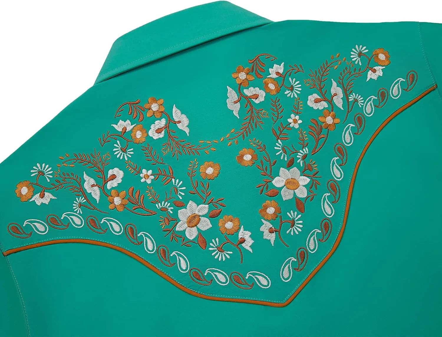 Women's Embroidered Western Cowgirl Slim Fit Shirt Long Sleeve Snap Button Down Shirt with Embroidery