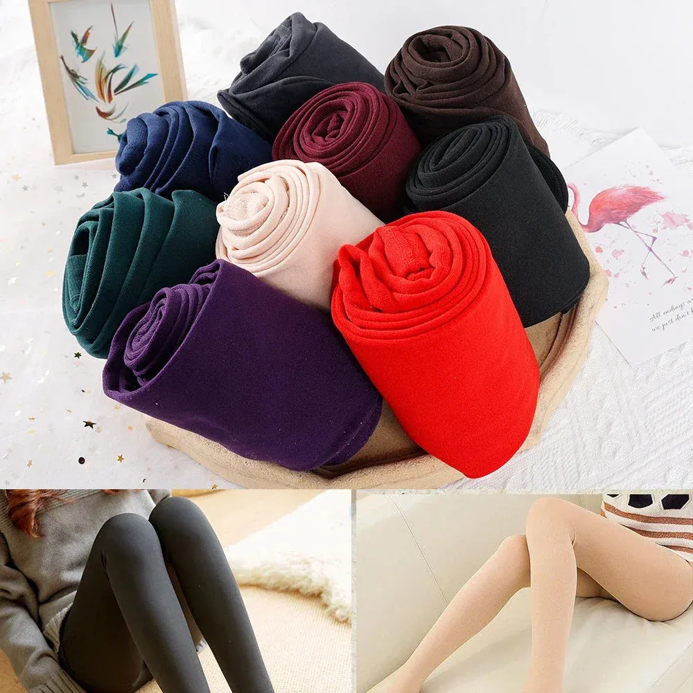 Women's Fleece-Lined Thermal Pantyhose  Cozy Warmth with a Flattering Fit
