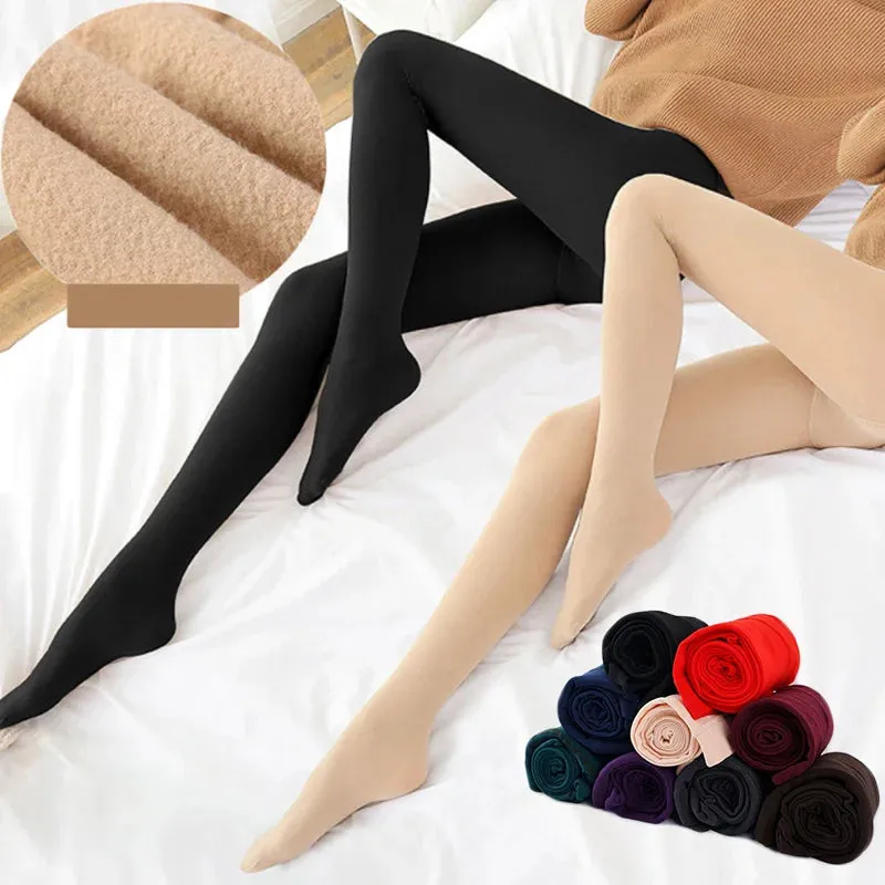 Women's Fleece-Lined Thermal Pantyhose  Cozy Warmth with a Flattering Fit
