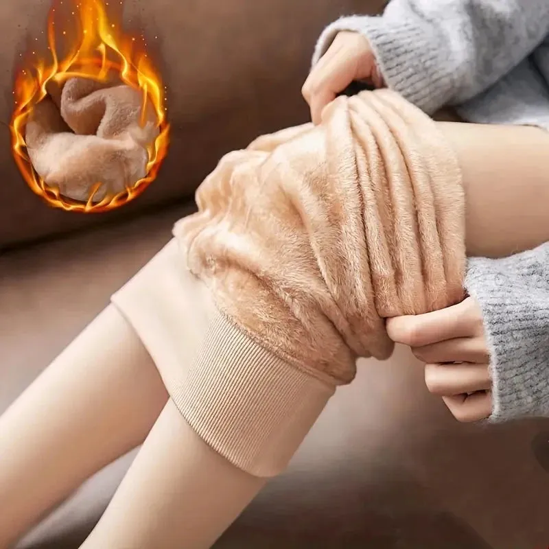 Women's Fleece-Lined Thermal Pantyhose  Cozy Warmth with a Flattering Fit