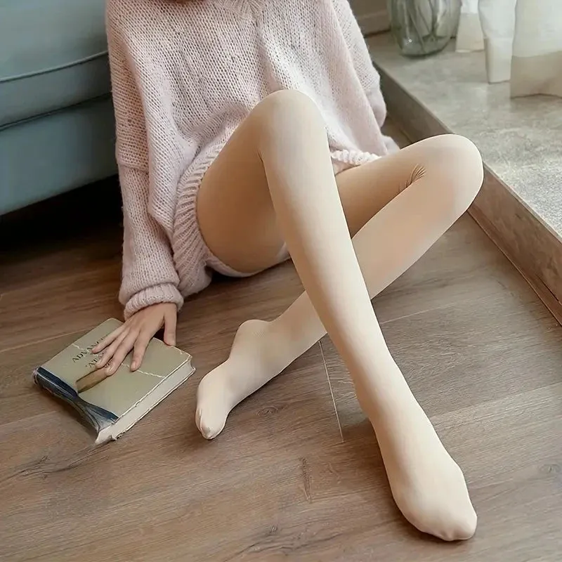 Women's Fleece-Lined Thermal Pantyhose  Cozy Warmth with a Flattering Fit