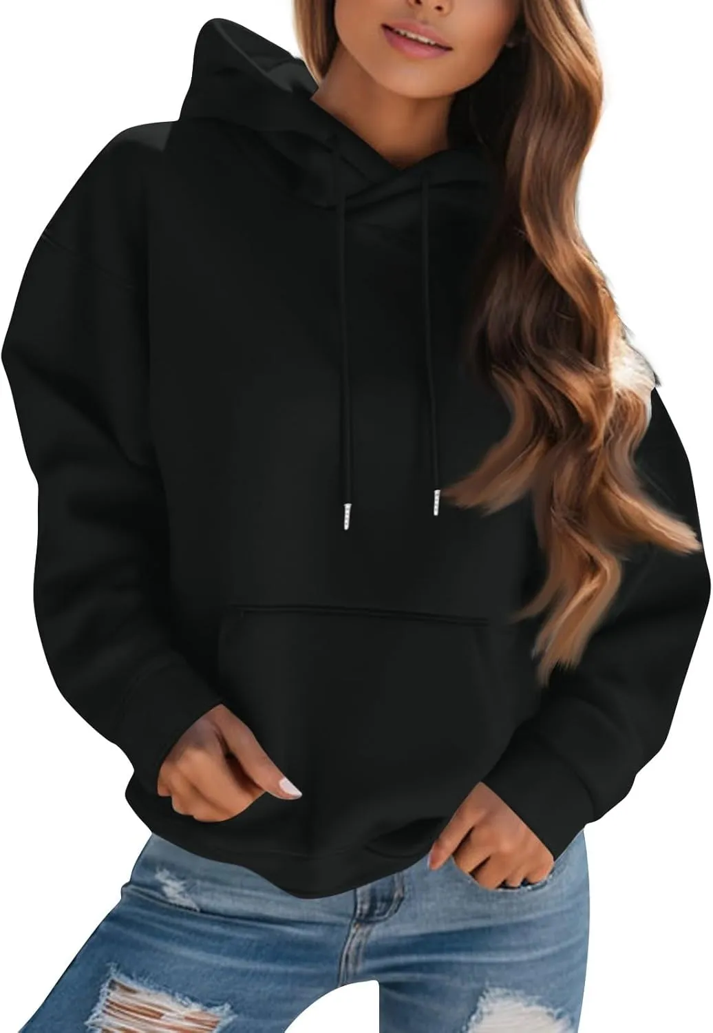 Women's Fleece Oversized Hoodies Y2k Casual Long Sleeve Pullover Sweatshirts Loose Warm comfy Hoodie Winter Clothes