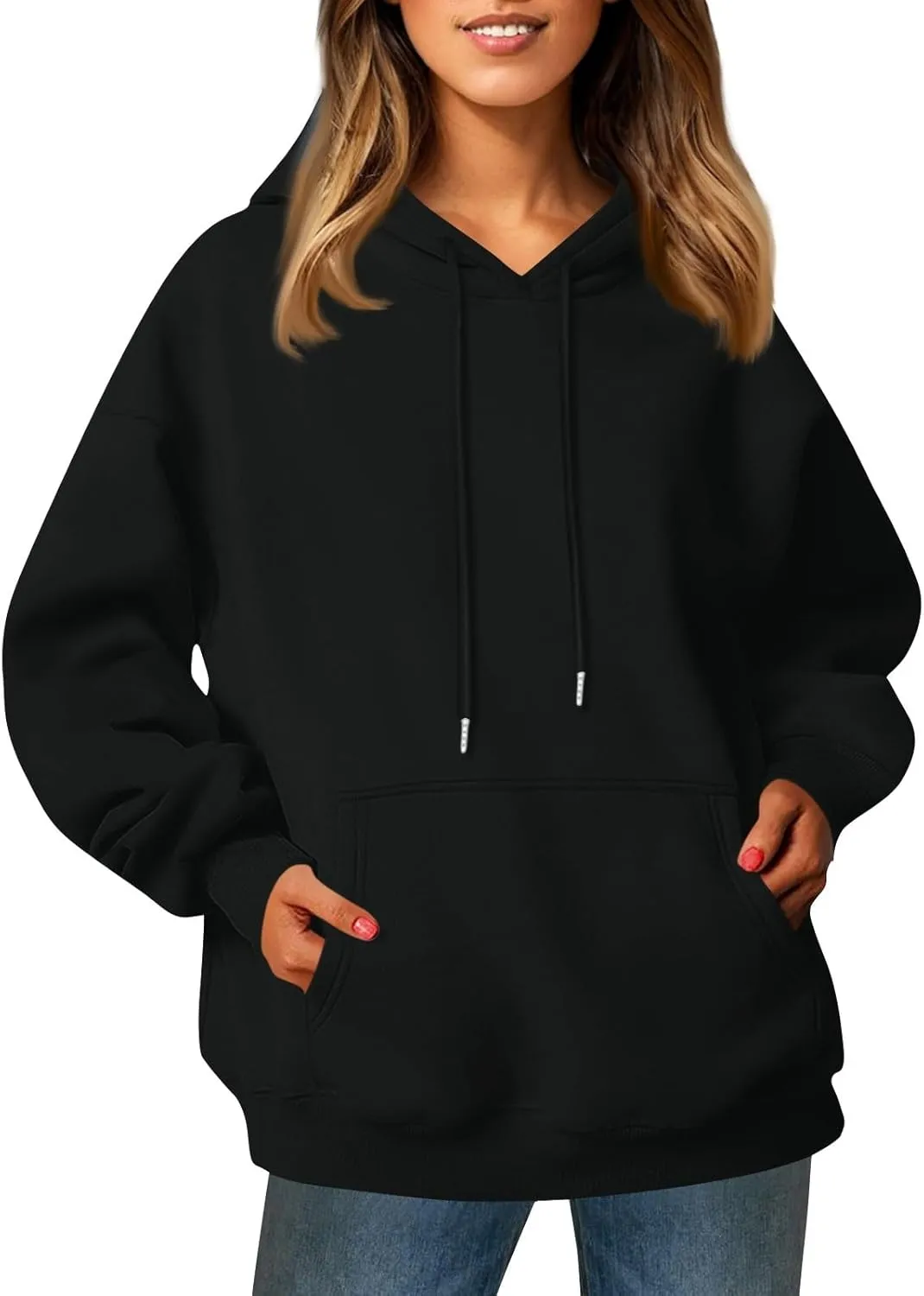 Women's Fleece Oversized Hoodies Y2k Casual Long Sleeve Pullover Sweatshirts Loose Warm comfy Hoodie Winter Clothes