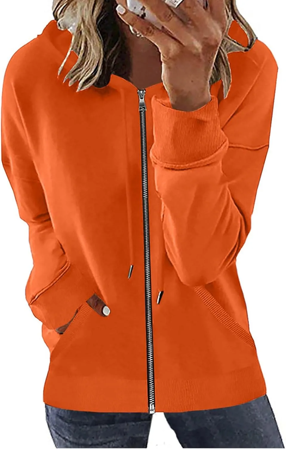 Womens Full Zip Up Hoodie Jacket Long Sleeve Hooded Sweatshirts With Pockets Fall Fashion 2023 Outfits