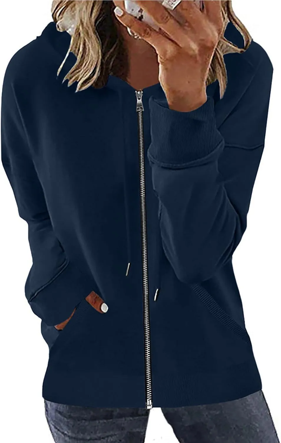 Womens Full Zip Up Hoodie Jacket Long Sleeve Hooded Sweatshirts With Pockets Fall Fashion 2023 Outfits