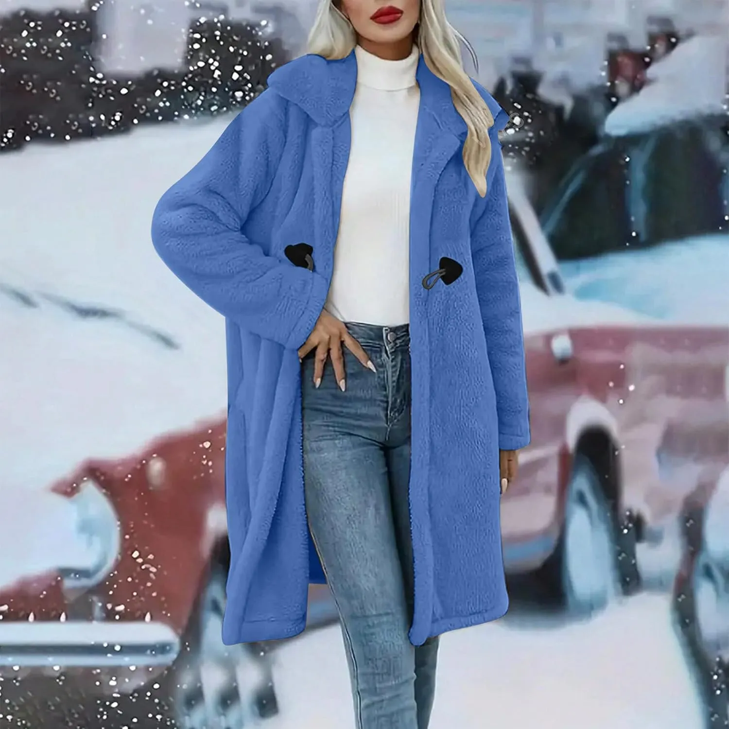 Womens Fuzzy Fleece Cardigan Coat Coatigan 2024 Fall Winter Warm Fuzzy Coat Lightweight Open Front Long Trench Coats