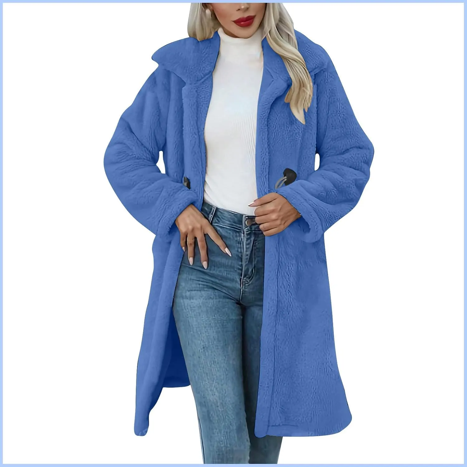 Womens Fuzzy Fleece Cardigan Coat Coatigan 2024 Fall Winter Warm Fuzzy Coat Lightweight Open Front Long Trench Coats