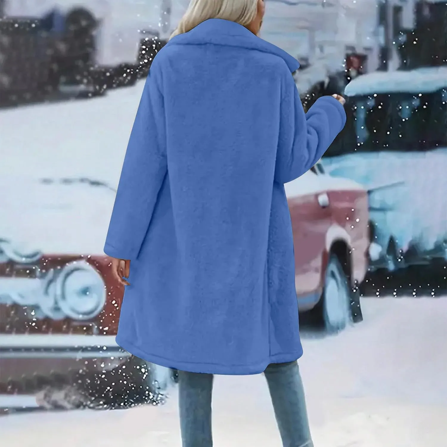 Womens Fuzzy Fleece Cardigan Coat Coatigan 2024 Fall Winter Warm Fuzzy Coat Lightweight Open Front Long Trench Coats