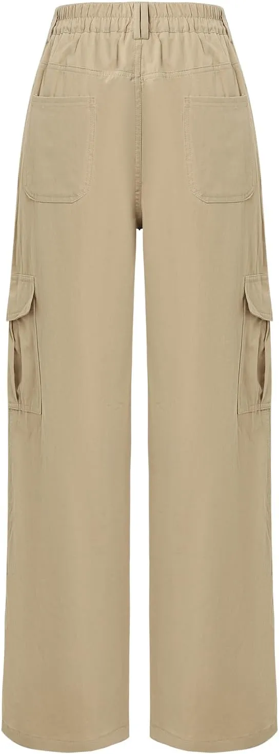 Women's High Waisted Cargo Baggy Wide Leg Loose Casual Stretch Oversized Pants