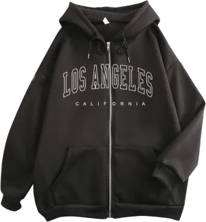 Women's Hoodies for Teen Girls Fall Jacket Oversized Sweatshirts Casual Drawstring Zip up Y2k Hoodie with Pocket