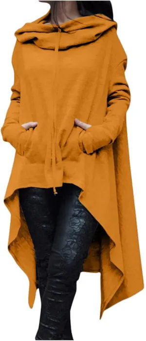 Women's Irregular Hem Long Hoodies Plus Size Casual Baggy Pullover Tops 2023 Fall Fashion Tunic Blouse