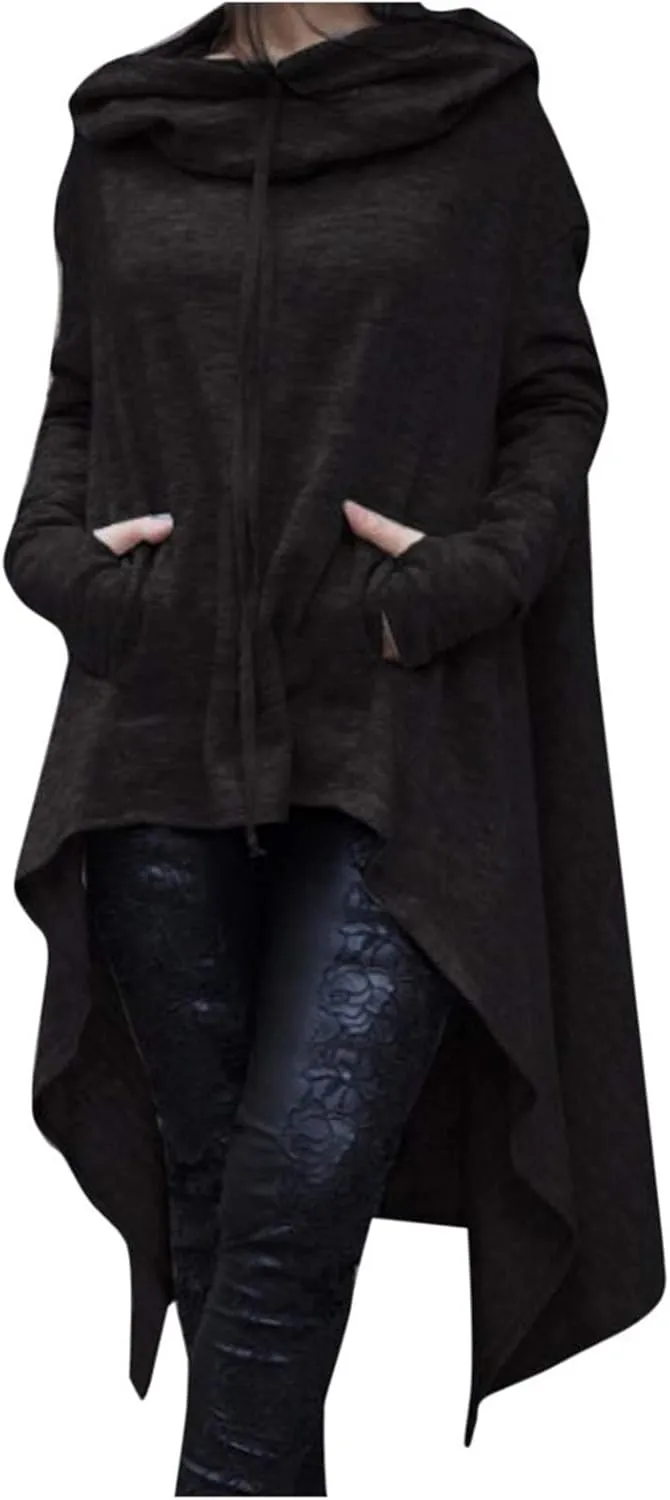 Women's Irregular Hem Long Hoodies Plus Size Casual Baggy Pullover Tops 2023 Fall Fashion Tunic Blouse