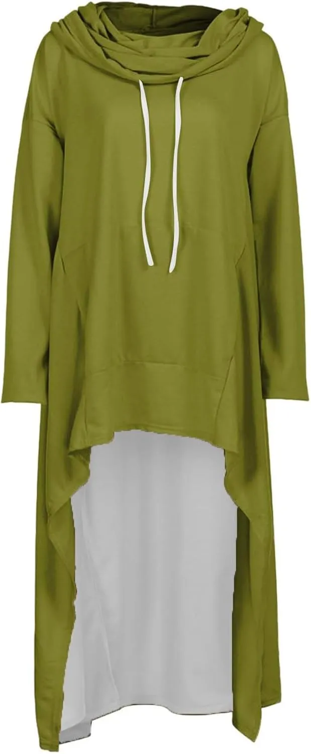 Women's Irregular Hem Long Hoodies Plus Size Casual Baggy Pullover Tops 2023 Fall Fashion Tunic Blouse