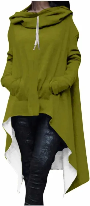 Women's Irregular Hem Long Hoodies Plus Size Casual Baggy Pullover Tops 2023 Fall Fashion Tunic Blouse