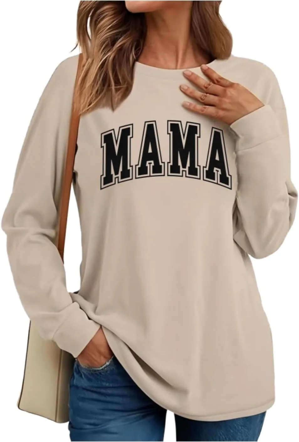 Womens Mama Sweatshirt Mom Life Shirt USA Sweatshirt Graphic American Flag Shirt Pullover Patriotic Sweater Tops