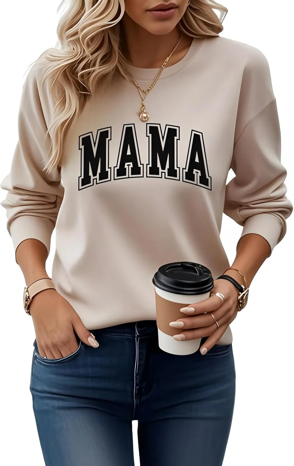 Womens Mama Sweatshirt Mom Life Shirt USA Sweatshirt Graphic American Flag Shirt Pullover Patriotic Sweater Tops