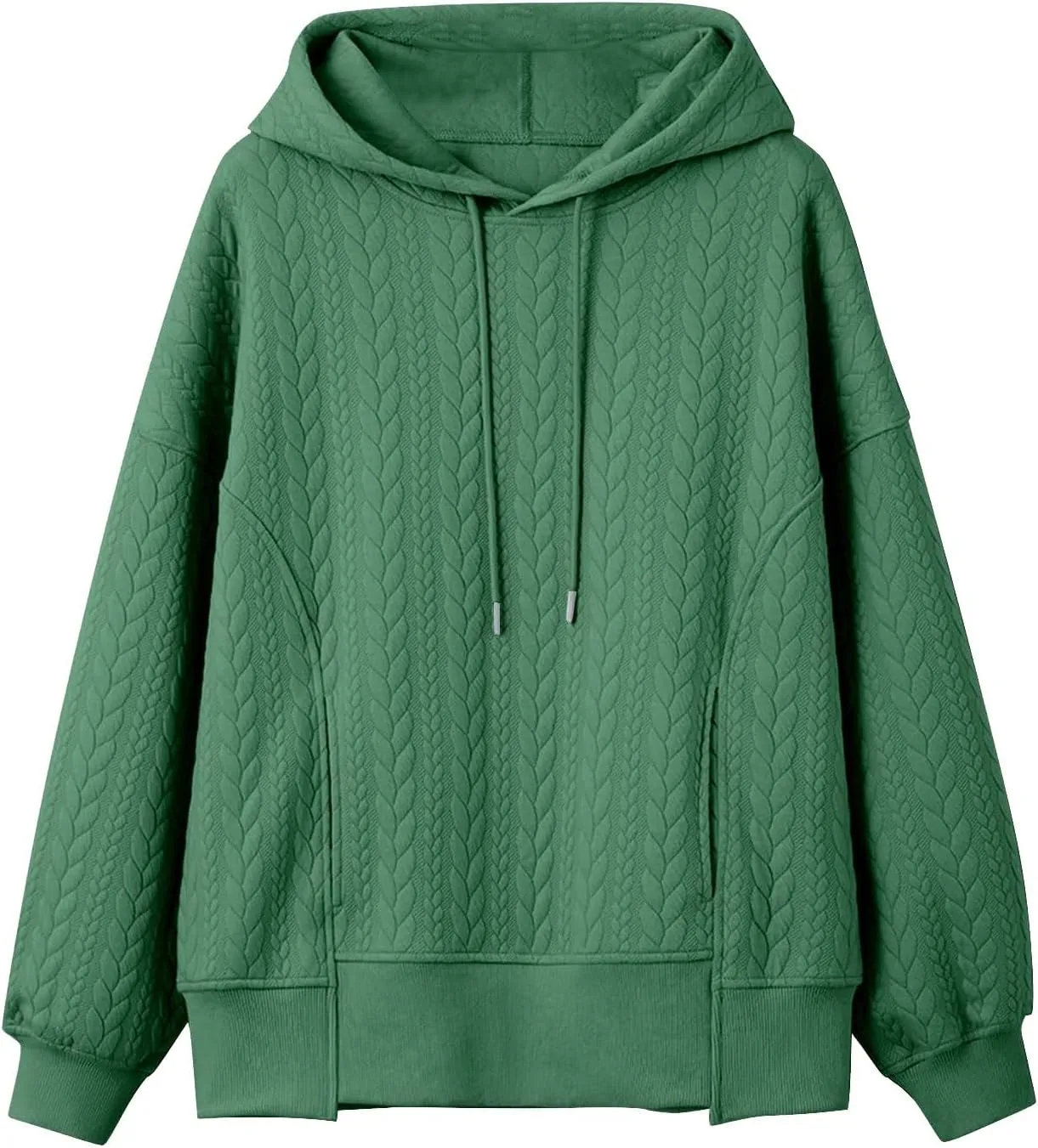 Women's Oversized Hoodies Fall Trendy Textured Long Sleeve Sweatshirt Y2k Casual Comfy Pullover Tops with Pockets