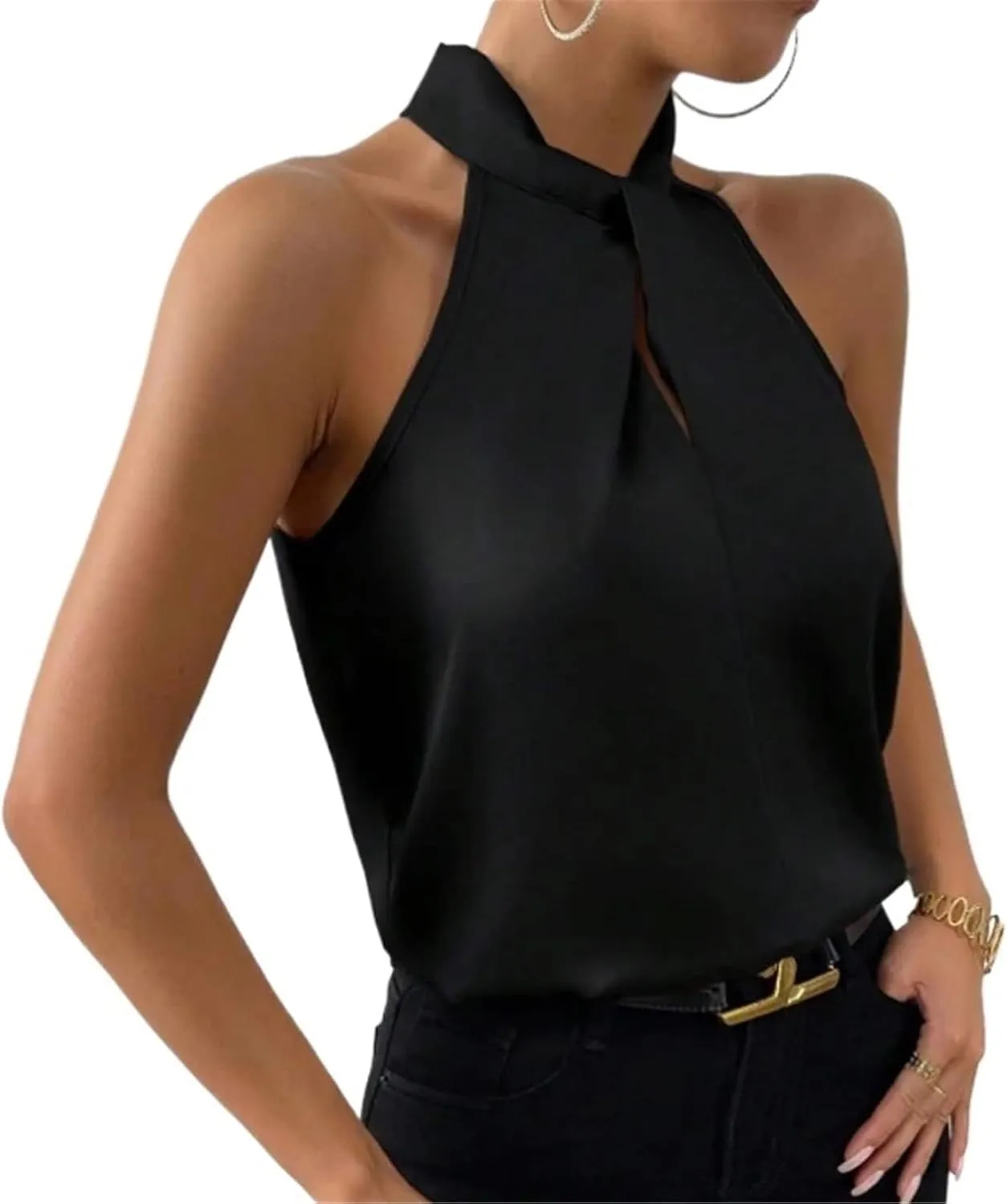 Women's Satin Sleeveless Vest Spring Summer Solid Colour Camisole Strapless Sexy T Shirt Office Shirt