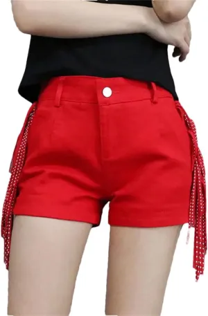 Women's Spring Summer Tassel Shorts Sexy High-Waisted Dance Boots Hot Pants Wide Leg Shorts