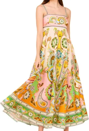 Women's Summer Sleeveless Floral Print Maxi Dress Square Neck Y2k Spaghetti Strap Dress Beach Sun Vacation Sundress