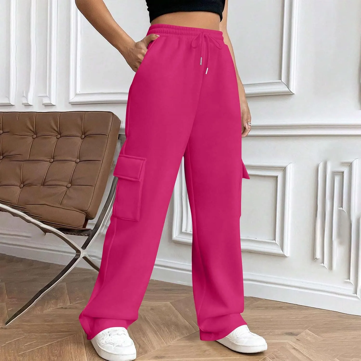 Womens Sweatpants Wide Leg Cargo Pants Fall Fashion Sweat Pants Baggy Winter Clothes Joggers Parachute Pants