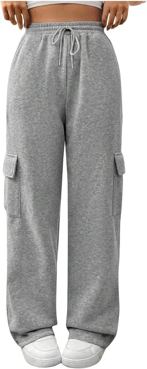 Womens Sweatpants Wide Leg Cargo Pants Fall Fashion Sweat Pants Baggy Winter Clothes Joggers Parachute Pants