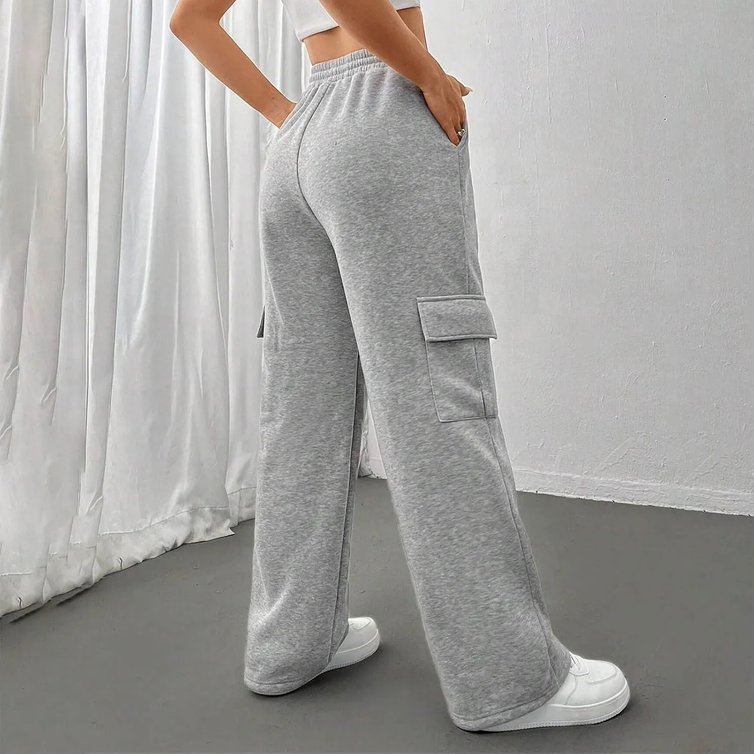 Womens Sweatpants Wide Leg Cargo Pants Fall Fashion Sweat Pants Baggy Winter Clothes Joggers Parachute Pants