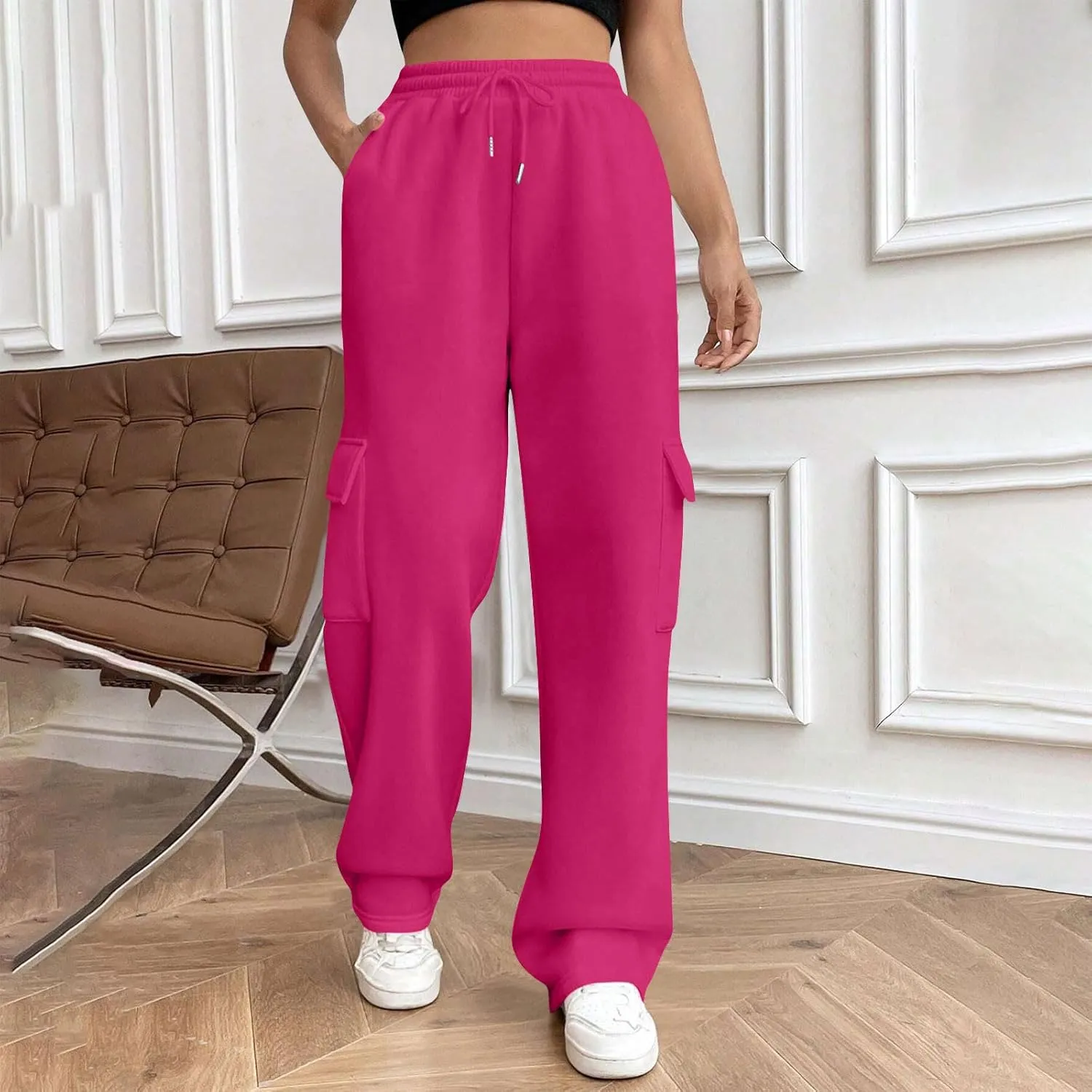 Womens Sweatpants Wide Leg Cargo Pants Fall Fashion Sweat Pants Baggy Winter Clothes Joggers Parachute Pants