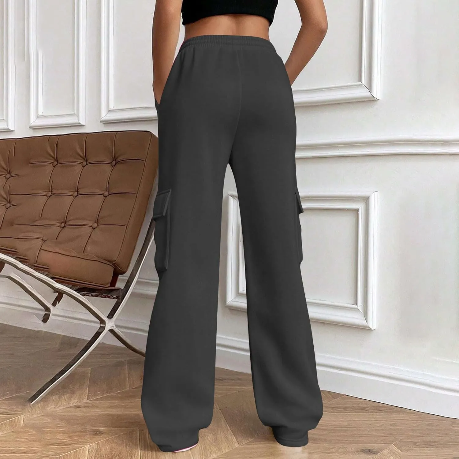 Womens Sweatpants Wide Leg Cargo Pants Fall Fashion Sweat Pants Baggy Winter Clothes Joggers Parachute Pants