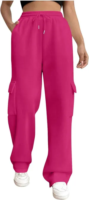 Womens Sweatpants Wide Leg Cargo Pants Fall Fashion Sweat Pants Baggy Winter Clothes Joggers Parachute Pants