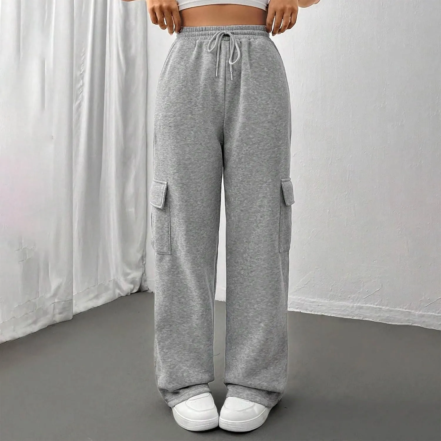 Womens Sweatpants Wide Leg Cargo Pants Fall Fashion Sweat Pants Baggy Winter Clothes Joggers Parachute Pants