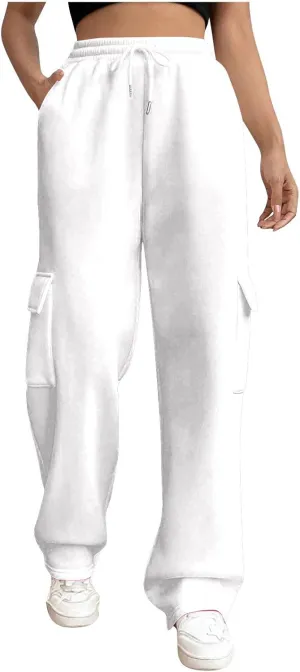 Womens Sweatpants Wide Leg Cargo Pants Fall Fashion Sweat Pants Baggy Winter Clothes Joggers Parachute Pants
