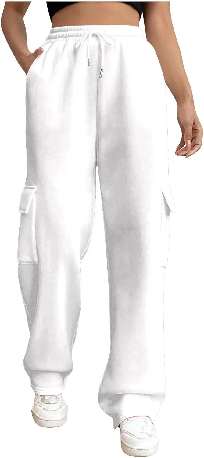 Womens Sweatpants Wide Leg Cargo Pants Fall Fashion Sweat Pants Baggy Winter Clothes Joggers Parachute Pants