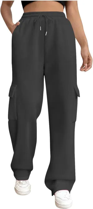 Womens Sweatpants Wide Leg Cargo Pants Fall Fashion Sweat Pants Baggy Winter Clothes Joggers Parachute Pants