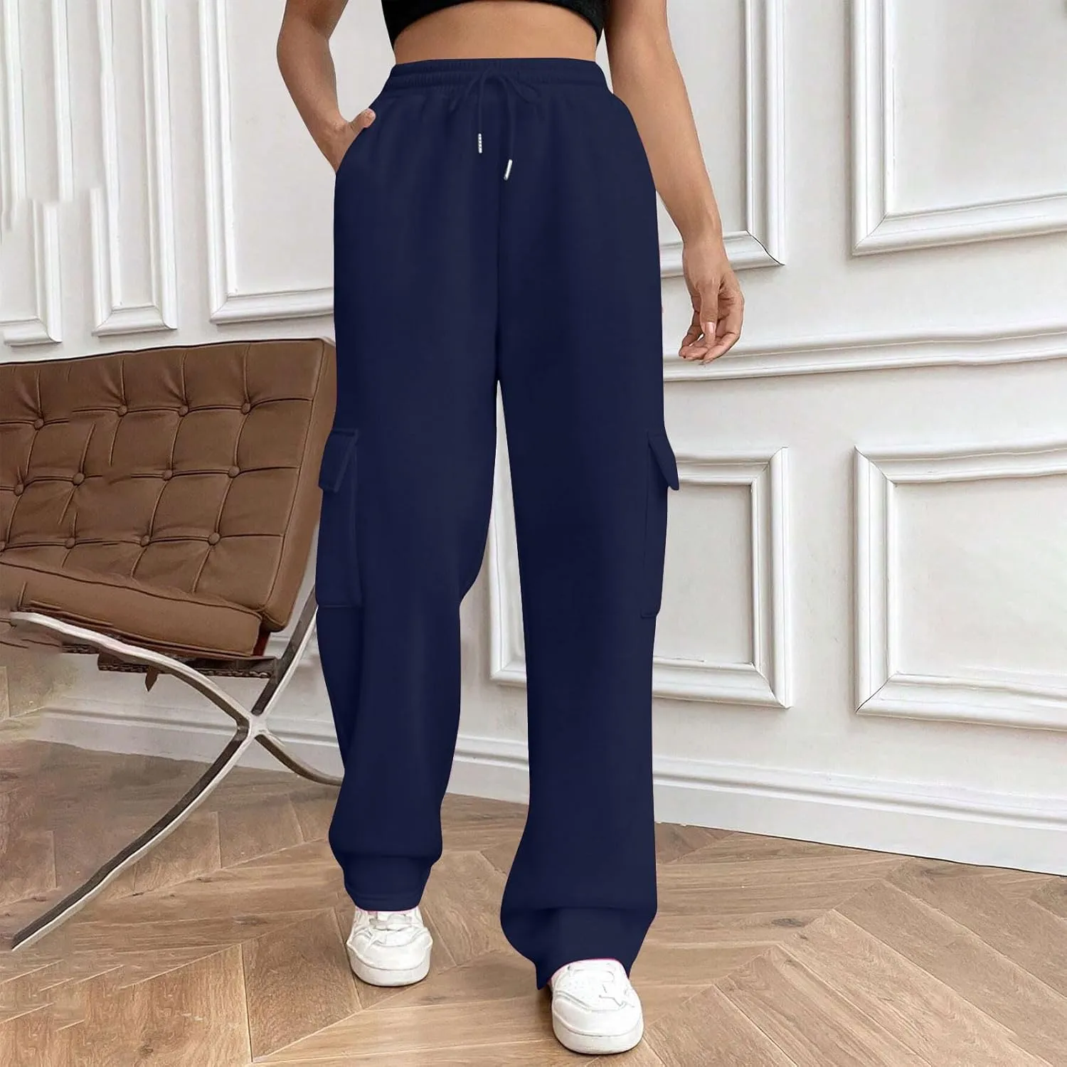 Womens Sweatpants Wide Leg Cargo Pants Fall Fashion Sweat Pants Baggy Winter Clothes Joggers Parachute Pants