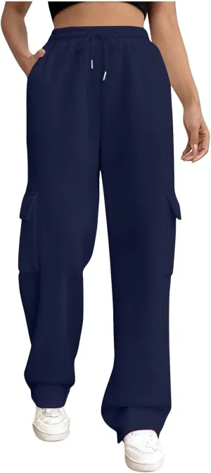 Womens Sweatpants Wide Leg Cargo Pants Fall Fashion Sweat Pants Baggy Winter Clothes Joggers Parachute Pants