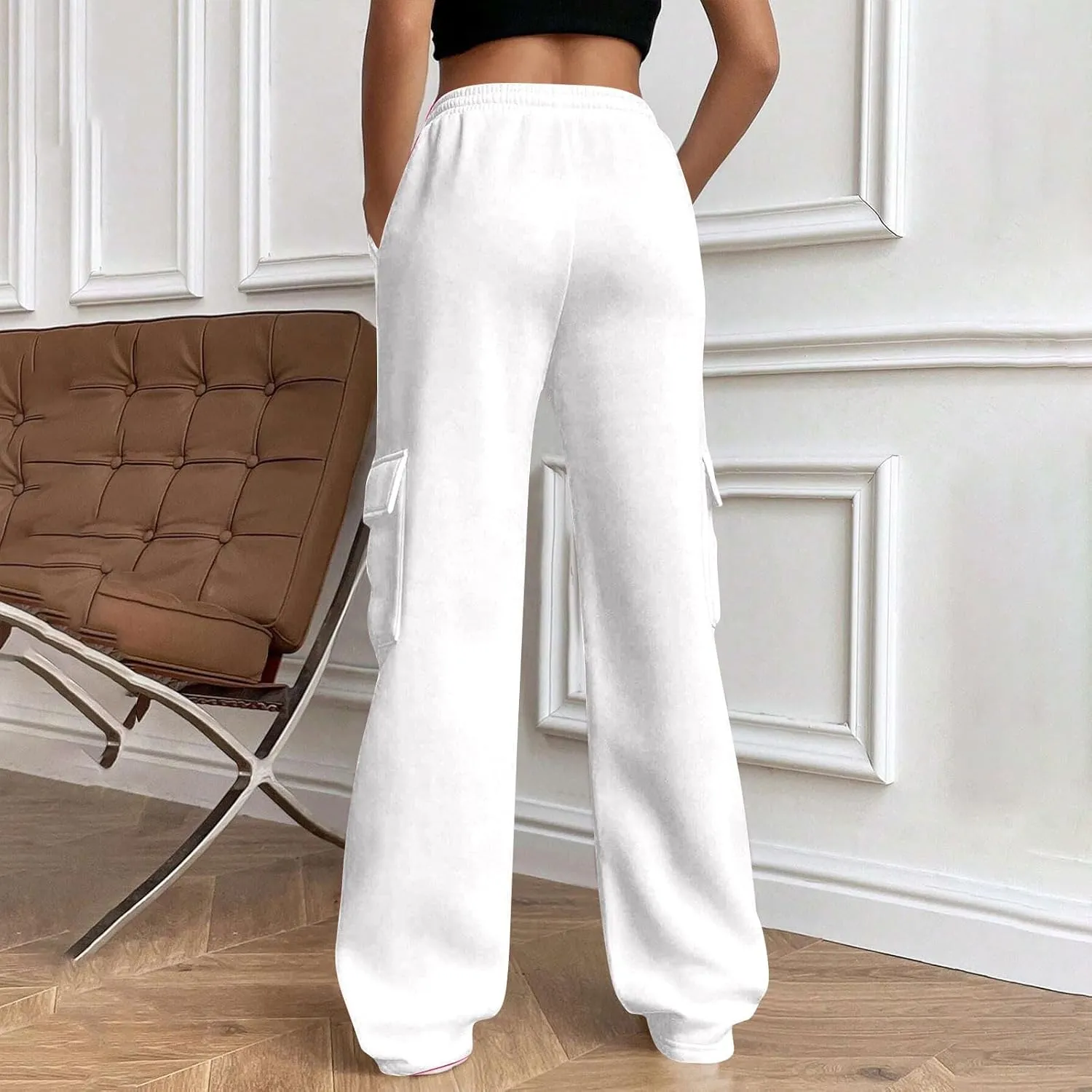 Womens Sweatpants Wide Leg Cargo Pants Fall Fashion Sweat Pants Baggy Winter Clothes Joggers Parachute Pants
