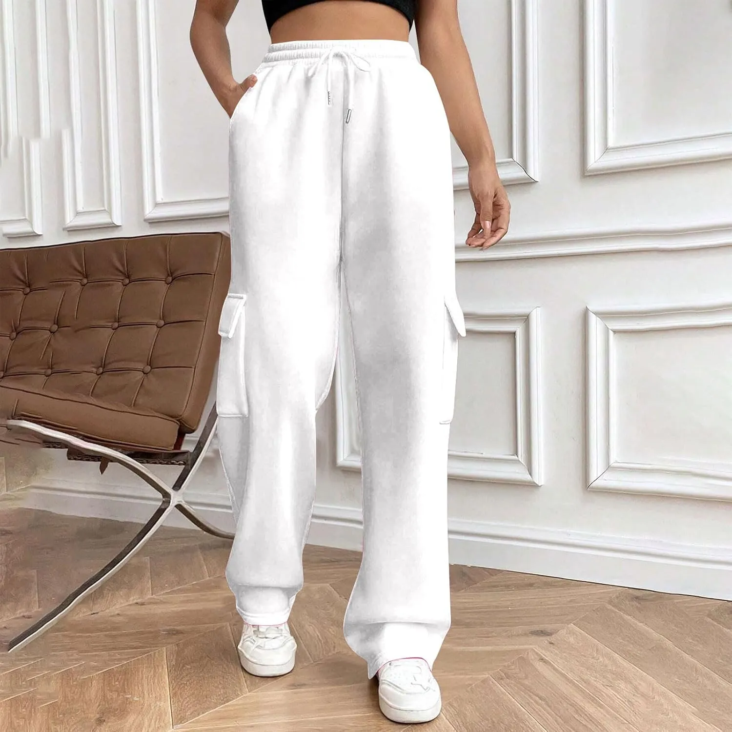 Womens Sweatpants Wide Leg Cargo Pants Fall Fashion Sweat Pants Baggy Winter Clothes Joggers Parachute Pants