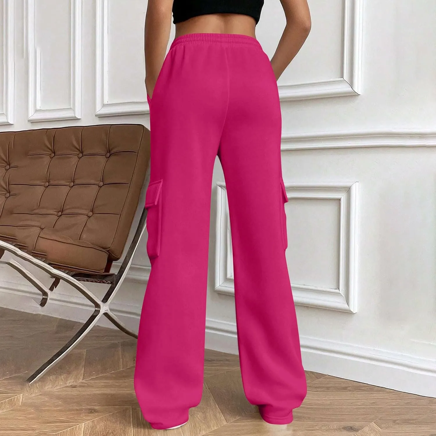 Womens Sweatpants Wide Leg Cargo Pants Fall Fashion Sweat Pants Baggy Winter Clothes Joggers Parachute Pants